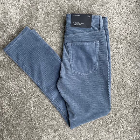 Club Monaco High Rise Corduroy Pants Skinny Jeans Pastel Blue - Size 24" - NWT - Picture 11 of 14